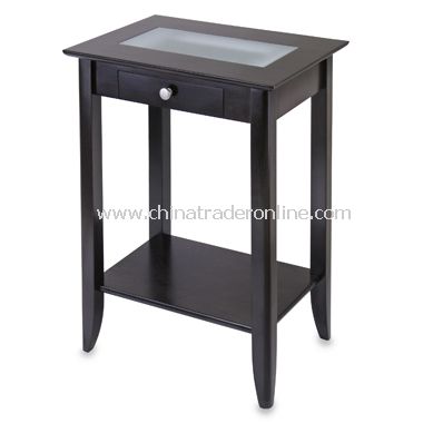 Loren Side Table with Frosted Glass Tile and Drawer
