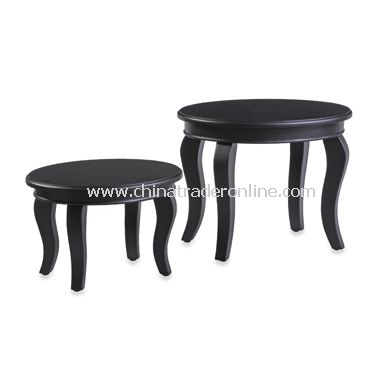 Pedestal Black Tables (Set of 2) from China