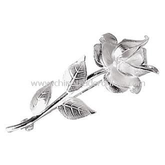 Sterling Silver Rose Brooch from China