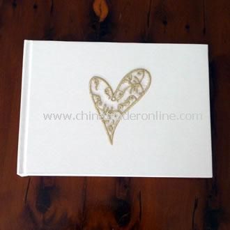 Wedding Guest Book Gold Filigree Heart