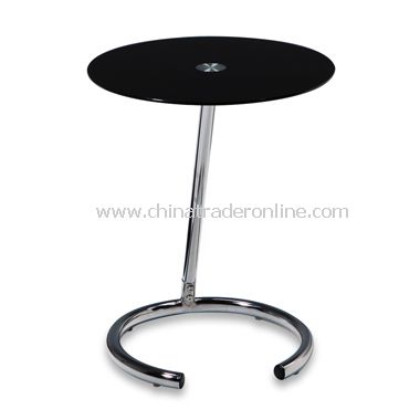 Yield Circular Black Glass and Chrome Telephone Table