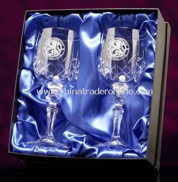 Cut Crystal Wine Glass Pair from China