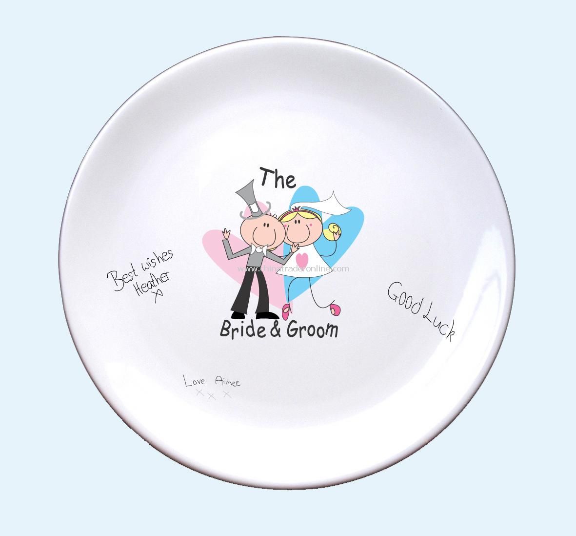 Pink & Blue Hearts Signature Plate from China