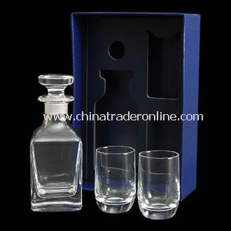 Crystal Mini Decanter and 2 Tot Glasses from China