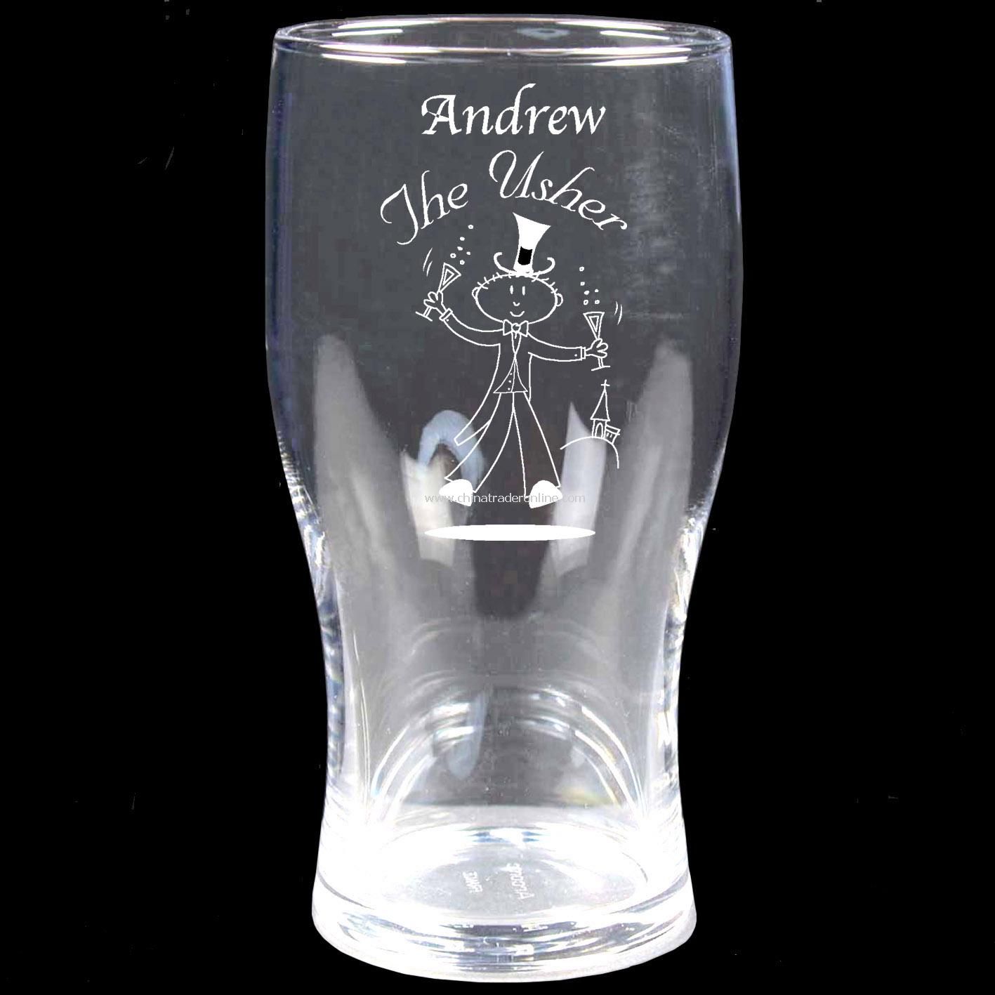 Etched Character Tulip Pint Glass from China