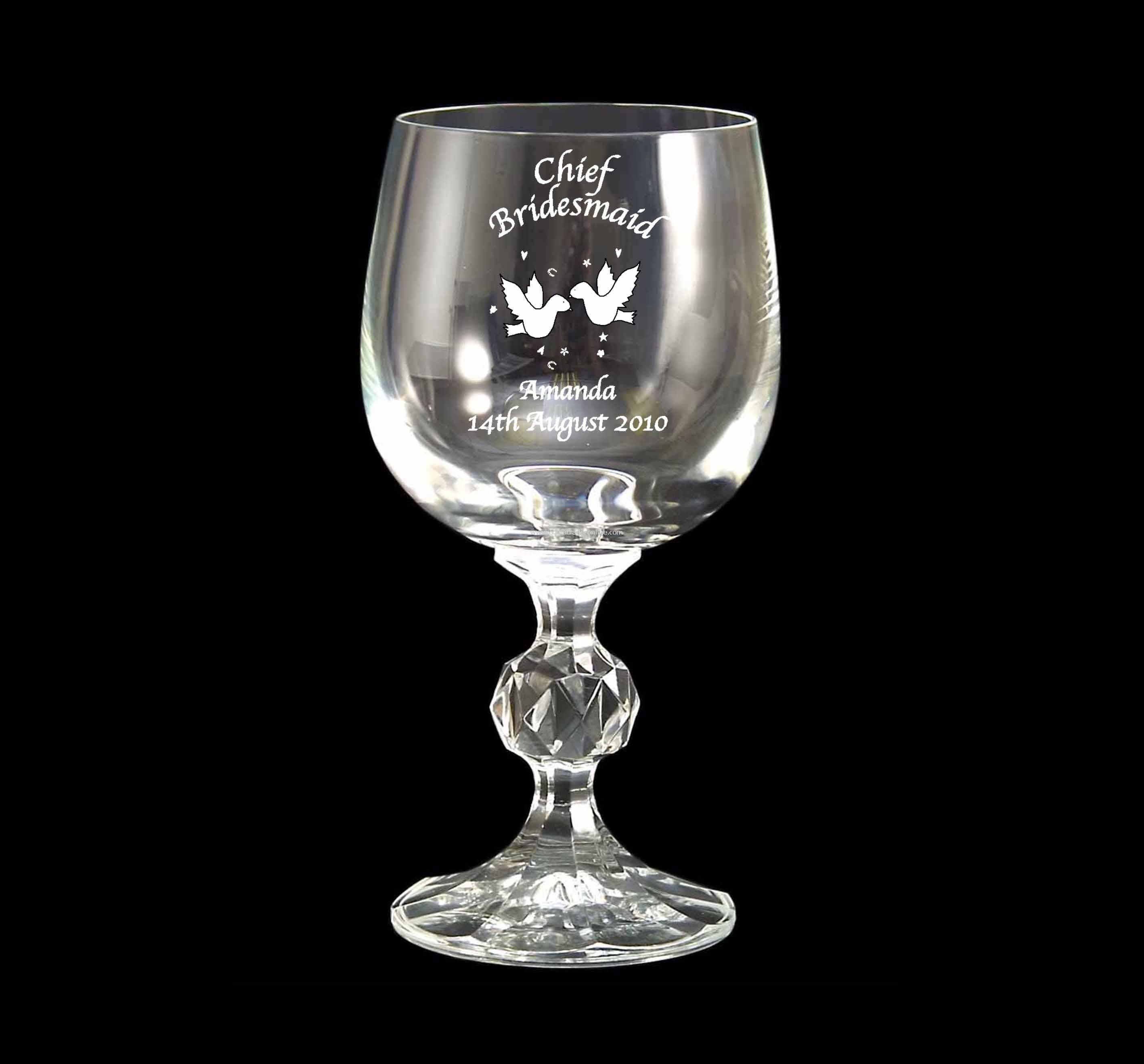 Etched Claudia Crystal Wine Glass from China