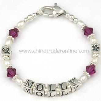 Personalised Silver, Pearl and Crystal Bracelet