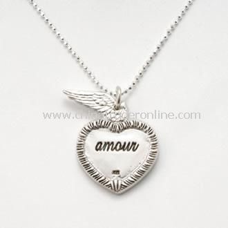 Silver Amour Cupids Wing Necklace