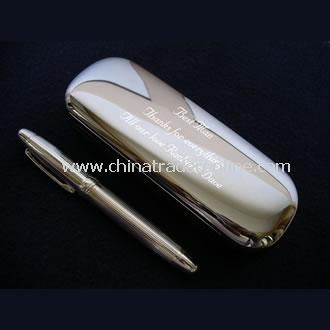 Silver Plated Pen in Engraved Chrome Case from China