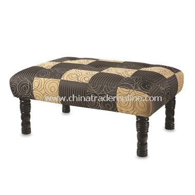 Black and Tan Swirl and Stripe Ottoman from China