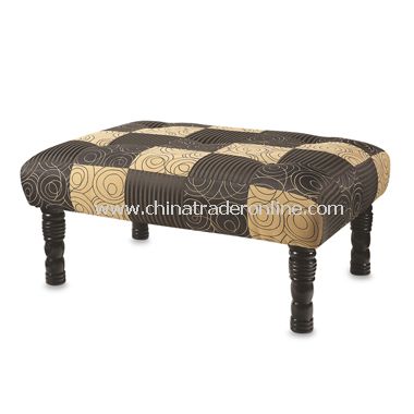 Black and Tan Swirl and Stripe Ottoman