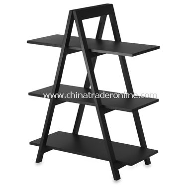 Black Three-Shelf A-Frame Bookcase