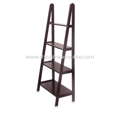 Espresso Four-Shelf A-Frame Bookcase from China