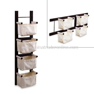 Espresso Magazine Rack with Canvas Baskets from China