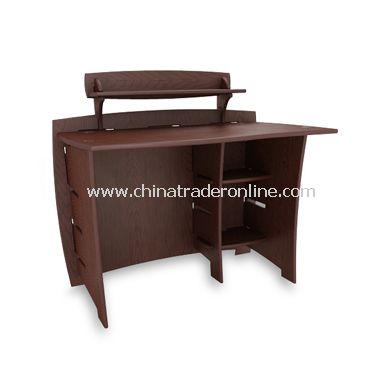 Espresso/Natural Wood Desk with Shelf from China