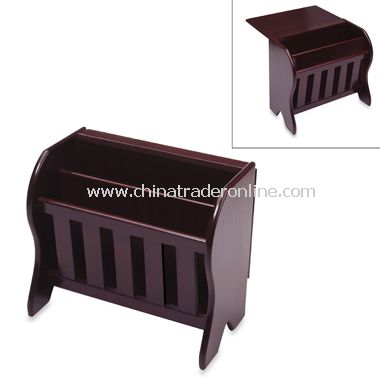 Farmhouse Espresso Magazine Rack with Drop Leaf Top from China