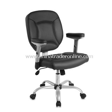 Faux Leather Task Chair with Adjustable Arms - Black