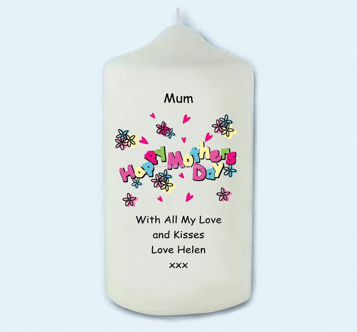 Hearts & Flowers Message Candle from China