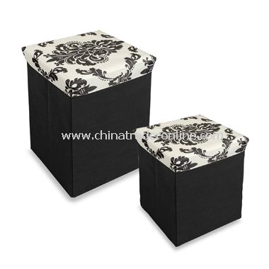 Neat Seat Damask Folding Storage Ottoman