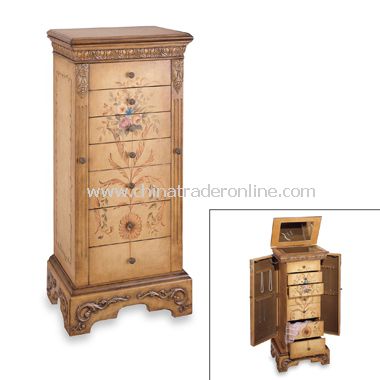 Antique Parchment Jewelry Armoire