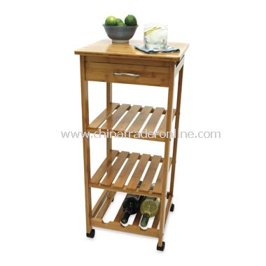Bamboo Cart with Wine Rack