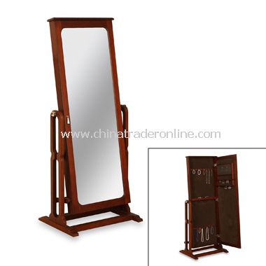 Cheval Mirror Marquis Cherry Finish Jewelry Armoire