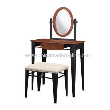 Faux Mahogany Vanity, Mirror & Bench Set from China