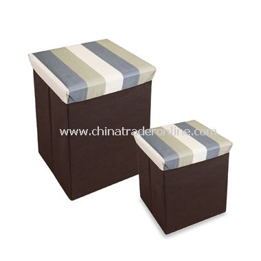 Neat Seat Wide Stripe Folding Storage Ottoman