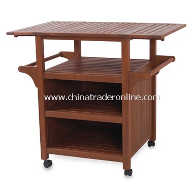 Outdoor Teak Finish Serving Cart