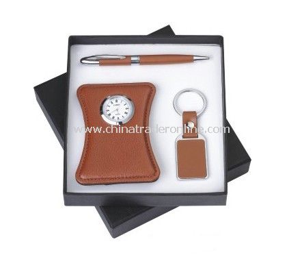 Desk Clock, Ball Pen Keychain Gift Set