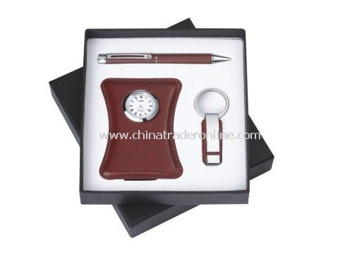 Desk Clock, Ball Pen Keychain Gift Set from China