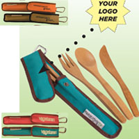 Bamboo Utensil To Go Set with Recycled Wrap