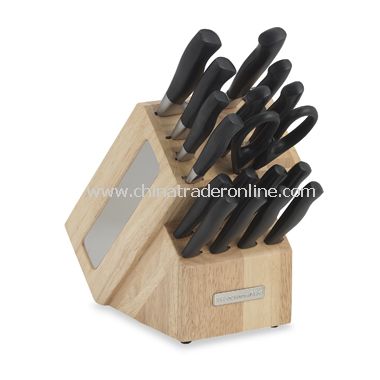 Derlin 18-Piece Solid Handle Knife Block Set - Black