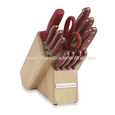 Triple Riveted 13-Piece Knife Block Set in Red