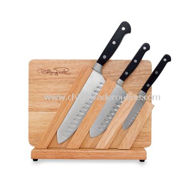 Wolfgang Puck Gourmet Collection 5-Piece Cutlery Set with Wooden Block and Cutting Board