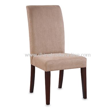 Beige Microfiber Parsons Chair and Slip Overs