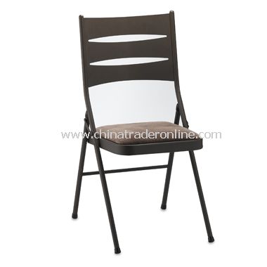 Brown Metal Folding Chair with Padded Seat