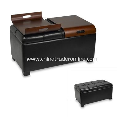 Storage Ottoman with Two Bent-wood Trays from China