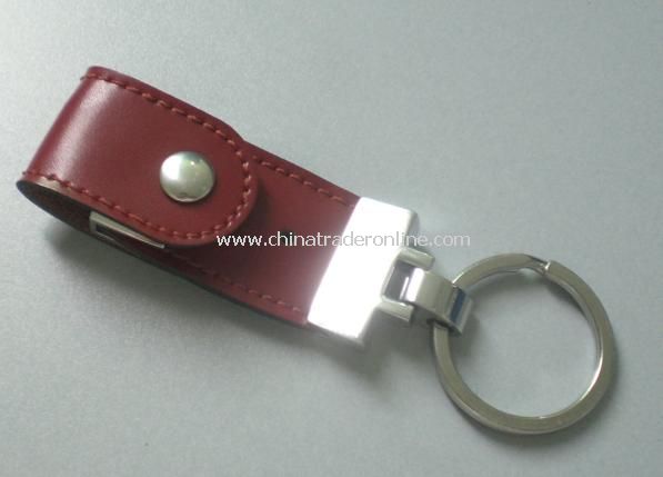 Round Keychain with Leather USB from China