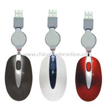 Retrackable USB Optical Mouse With ROHS Certificate Mice