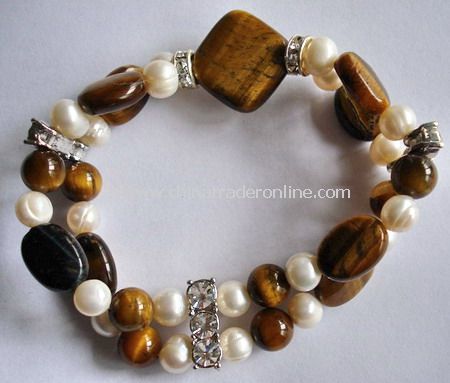 Tiger Eye And Pearl Bracelet