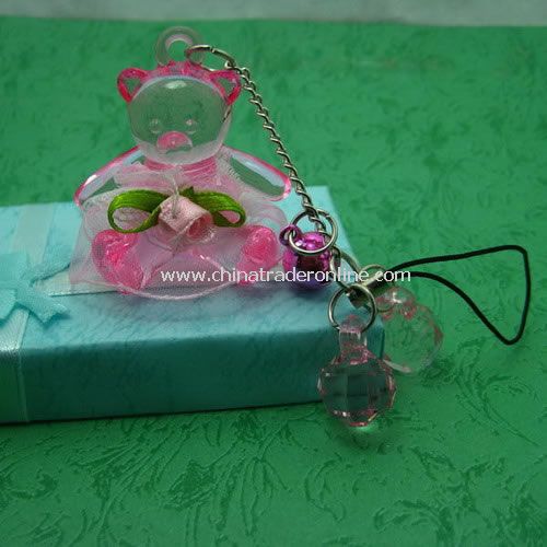 Clothing Crystal Bear With Ring Cell Phone Charm