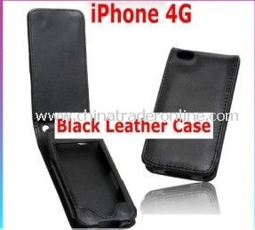 NEW BLACK LEATHER POUCH CASE COVER SKIN For iPhone 4 4G from China