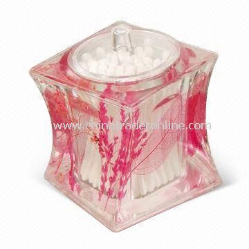 Toothpick Box/Cotton Swab Holder, White Oil and Dry Flower Insert