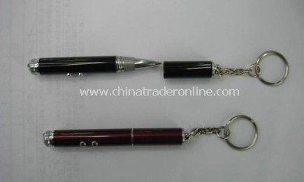 Multifunction pen+laser+LED light with keychain