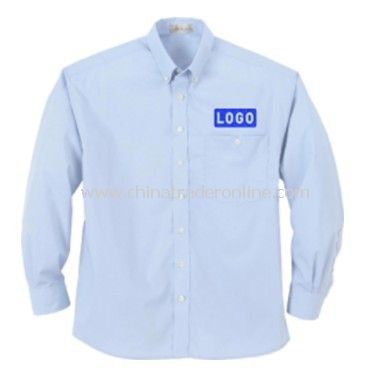 Shirt - Mens Wrinkle Resistant Poplin Button Down Long Sleeve