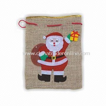 Christmas Bag, Made of Natural Flax, Various Colors are Available from China