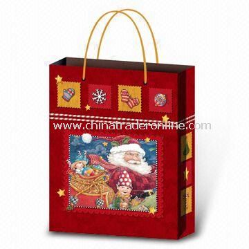 Christmas Carrier Bag, Made of Paper, Customized Logos are Accepted