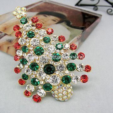 Christmas Ornament, Made of Rhinestone and Zinc Alloy