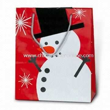 Christmas Paper Bag with Snowman Picture, Customized Logos and Designs are Accepted